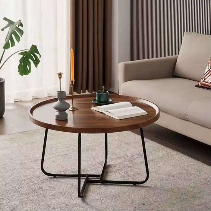 wooden nordic round coffee table