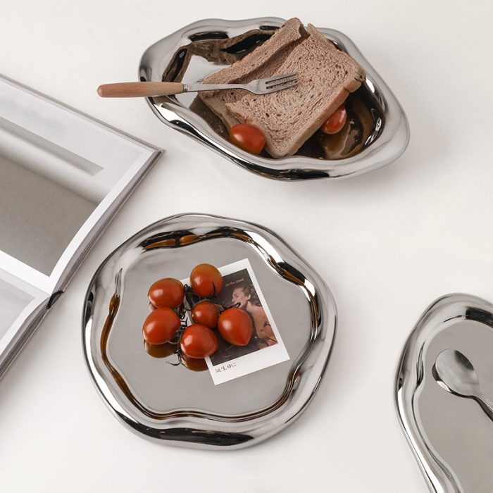 decorative tray in chrome