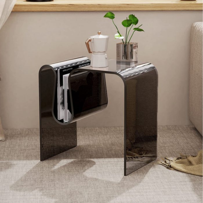 black retro acrylic side table